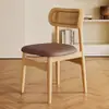 Silla de Comedor Nórdica, Silla de Madera Maciza y Ratán Estilo Antiguo, Silla de Hotel con Respaldo, Silla para Mesa de Comedor de Restaurante, Silla de Ocio