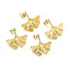 Design de nicho folha de ginkgo de alta qualidade aço titânio ouro 18K brincos de pino feminino brincos de temperamento Mori brincos atacado de fábrica