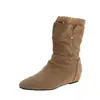 Botas apiladas de estilo retro francés con punta y plataforma para mujer, botines cortos elegantes fruncidos de encaje nuevos para otoño e invierno 2026
