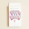 WM-446 Unhas Postiças Longas Pontiagudas Sexy com Estampa de Leopardo, Estilo Francês com Flores, 24 Peças de Unhas Usáveis Atacado
