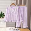 Pijama Feminino Estilo Primavera e Outono Infantil Algodão Nuvem Fino Manga Longa Fofo Tendência Roupa de Casa Novo Modelo 2026