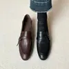 Mocasines de Mujer en Stock, Nuevos Zapatos de Cuero Estilo Británico Retro Slip-On para Primavera/Otoño, Zapatos de Tacón Grueso Versátiles para el Trabajo
