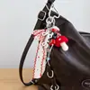 Ins Japonês e Coreano Fita Xadrez Laço Pérola Coração Pingente de Bolsa Estiloso Criativo Coração de Menina Novo Doce