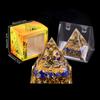 Adorno de Pirámide de Bola de Cristal Natural, Pieza de Decoración para el Hogar de Grava de Cristal Recubierta de Resina, En Caja