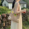 Bolsa de Tricô Floral Nova Moda Transfronteiriça com Toque Relaxado, Grande Capacidade, Bolsa Tote Simples Versátil