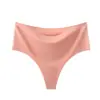 Tanga de una pieza sin costuras de cintura alta para mujer, europeo y americano transfronterizo, invisible, sexy, transpirable, seda helada, bragas reductoras para niñas