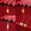 Collar Colgante de Muñeca de Dibujos Animados 3D con Lazo de Plata Pura 999, Varios Estilos, Cadena Fina Bicolor Oro y Plata Joyería para Clavícula