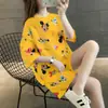 Pijama de Verano de Manga Corta para Mujer Pequeño Dinosaurio Dibujos Animados Lindos Niña Dulce Delgado Fresco Ropa de Casa de Verano