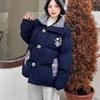 Hipster estilo coreano 2024 invierno nueva moda marca retro estrella bordado bolsillo color contraste cuello alto chaqueta acolchada de algodón abrigo de pareja