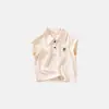 Ropa para Niños 2025 Verano Nuevo Estilo Coreano Top Ligero de Algodón para Niños y Niñas Camiseta Polo Bordada Camiseta de Manga Corta para Niños