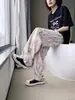 Calça Personalizada Estilo Hong Kong para Homens, Tendência Street Style Primavera e Outono, Inspirada no Instagram, Caimento Solto, Corte Reto, Jacquard, Calça de Pernas Largas