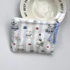 Bolsa Cosmética Linda Azul Caricatura Mini Billetera Algodón Puro Bolsa Pequeña de Tela Auriculares Lápiz Labial Bolsa de Almacenamiento Portátil