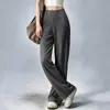Conjunto de Yoga Feminino Elegante de Alta Qualidade com Calça Wide Leg e Bolsos Cintura Alta Modelador Pilates Corrida Matinal Fitness Conjunto de Duas Peças