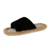 Pantuflas de felpa gruesa para otoño e invierno para mujer, pantuflas planas de algodón antideslizantes para interior, pantuflas tipo sandalia de felpa casuales y cómodas