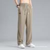 Pantalones anchos y finos de verano para hombre, pantalones de vestir holgados de seda helada, pantalones largos informales con caída, pantalones largos hasta el suelo de secado rápido.