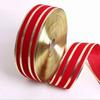 2m / Paquete de Cinta Navideña de Terciopelo Rojo Decoraciones Navideñas Guirnalda Decoración Colgante Cinta con Rayas Doradas