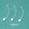Plata Pura 999 Cadena de Cola de Corazón de Melocotón Cadena de Extensión Pulsera Collar Joyería DIY Hecha a Mano Accesorios Materiales para Joyería Hecha a Mano