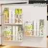 Organizador de filme plástico para porta de armário de cozinha, montado na parede, para guardar itens dentro da porta do armário, porta-temperos, prateleira de armazenamento multifuncional