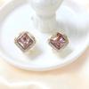 Pendientes Cuadrados Geométricos de Alta Gama Estilo Francés Tachonados con Diamantes, Diseño Nuevo, Modernos, Versátiles, Elegantes y Sofisticados