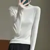 Suéter de Punto de Cuello Alto de Manga Larga Estilo Coreano para Mujer Otoño/Invierno Jersey de Lana Ajustado Capa Base Suéter Delgado