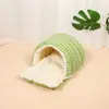 Nova Cama para Gato Semi-Fechada, Quente no Inverno, Forrada com Lã, Adequada para Todas as Estações, Saco de Dormir para Gato Removível e Lavável, Cama para Gato Forrada com Lã e Espessada