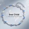 Pulseira de Cristal Azul para Mulheres, Estilo Oceano Ins Coração, Presente Simples de Dia dos Namorados para Melhor Amiga, Presente de Aniversário, Design Geométrico com Diamante Azul