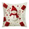 Nuevas Fundas de Almohada Serie Navideña Papá Noel Muñeco de Nieve Tela Cómoda Estampado Funda de Almohada Blanca