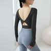 Q Ropa de Yoga Top Deportivo de Manga Larga para Mujer Espalda Hermosa con Almohadilla en el Pecho Set Ajustado para Correr Ropa para Fitness con Dedos Venta al por Mayor de Fábrica Original
