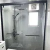 Mampara Lineal para Baño con Separación Seco y Húmedo Puerta Corredera para Cabina de Ducha Acero Inoxidable Aleación de Aluminio Puerta de Vidrio