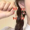 Nuevos pendientes de mariposa roja de estilo chino, nuevos pendientes de lujo ligeros y combinables de alta gama, accesorios cheongsam para mujer