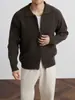 Moda Tendencia Estilo Casual Simple 2026 Otoño Nueva Llegada Cremallera Cardigan de Punto para Hombre Solapa Suéter Holgado Abrigo de Punto