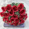 Flores Artificiales Serie Boda: Ramo Pequeño de Rosas Corazón de Hielo de 24 Cabezas, Arreglo Floral para Celebración de Bodas, Decoración de Pasillo Flores Artificiales