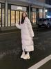 Inverno 2024 Novo Estilo Estilo Chinês Casaco de Algodão com Penas Longo Acima do Joelho Versão Coreana Solto Acolchoado Espesso Jaqueta de Algodão Tendência Feminina Outerwear