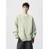 Ropa de Punto Cuello Henry para Hombre Otoño e Invierno de Alta Gama Color Puro Suéter Holgado Perezoso Ropa de Punto Comercio Exterior Transfronterizo Venta al por Mayor
