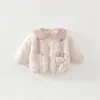 Roupas de Algodão Infantis com Renda de Coelhinho Inverno Novo Estilo Coreano Jaqueta com Capuz Meninos Meninas Bebê Acolchoada Jaqueta de Algodão para Crianças Pequenas e Médias
