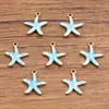 10 Pingentes de Aço Inoxidável Multicor Dourado Dupla Face com Gotejamento de Óleo Peixe, Caranguejo, Golfinho, Coral, Cavalo-marinho para Uso Diário na Moda