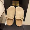 Birkenstock de suela gruesa de meter sin cordones que cubren los dedos del pie, pantuflas a medias, ropa de exterior para mujer 2026 nuevo otoño, Birkenstock que aumenta la altura para persona perezosa, mujer