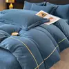 Conjunto de Quatro Peças de Veludo Leite Espesso Quente Casual, Luxo Acessível Capa de Edredom de Veludo Coral Veludo Francês Lençóis de Veludo Face Dupla de Inverno