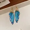 Pendientes de Colgante de Ala de Resina Incrustados de Diamantes, Lujo Ligero, Gama Alta, Ganchos Elegantes para Oreja, Versátiles, Simples, Pendientes de Nicho, Venta al por Mayor para Mujeres