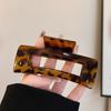 Clássico Presilha Grande Quadrada Estampa Leopardo Feminina 2024 Nova Alta Qualidade para Parte de Trás da Cabeça Cabelo Pinça Tubarão Grampo de Cabelo Acessório de Cabeça