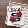 Novo Estilo Coreano Infantil Outono Inicial Flor de Lã Crochê à Mão Presilha de Cabelo Meninas Simples Adulto Par de Faixa de Cabeça Escura