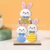 Artesanato de Páscoa para Desktop de Novo Produto Transfronteiriço Enfeites Europeus e Americanos Centro de Mesa de Cozinha Enfeites Decorativos de Madeira de Coelho