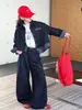 Traje de Mezclilla para Niñas 2026 Nuevo Estilo Otoño para Niños Mayores, Chaqueta con Parches a Cuadros y Pantalones de Pierna Ancha, Ropa Infantil Estilo Coreano