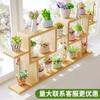 Estante de madera maciza para flores carnosas, estante de almacenamiento multicapa para escritorio interior, sala de estar, rosa verde, planta, balcón, piso, maceta, estante de exhibición