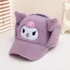 Gorra de Béisbol Dulce de Invierno para Bebé Niña, Transfronteriza, Exterior, Felpa, Cálida, Protección para Orejas, Versión Coreana, Dibujos Animados, Gorra con Visera para Niños