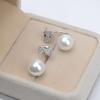 Pendientes de botón de plata S925 japoneses y coreanos Song Huiqiao, pendientes de lazo para mujer, perla de doble uso, soporte vacío, accesorios de joyería de bricolaje, moda 975