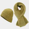 Conjunto de Gorro y Bufanda de Lana a Rayas para Mujer, Conjunto de Dos Piezas de Gorro de Punto y Calentador de Cuello para Estudiantes de Otoño e Invierno, Jersey Estilo Pareja