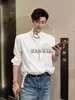 Camisa Blanca de Moda para Hombre Estilo Británico, Falsa de Dos Piezas, Estilo Otoño, de Gama Alta, Camisa Fresca y Elegante de Manga Larga con Cuello Mao Chaqueta