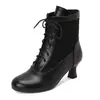Botas de otoño e invierno para mujer con cordones y tacón medio, talla grande, botines de punta redonda, comercio exterior transfronterizo 7731