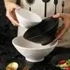 Tigela de Ramen Simples Moderna para Casa Tigela Chapéu Cônico Tigela Pessoal para Arroz Tigela Grande para Sopa de Loja de Macarrão Tigela Criativa de Cerâmica Trompete para Salada